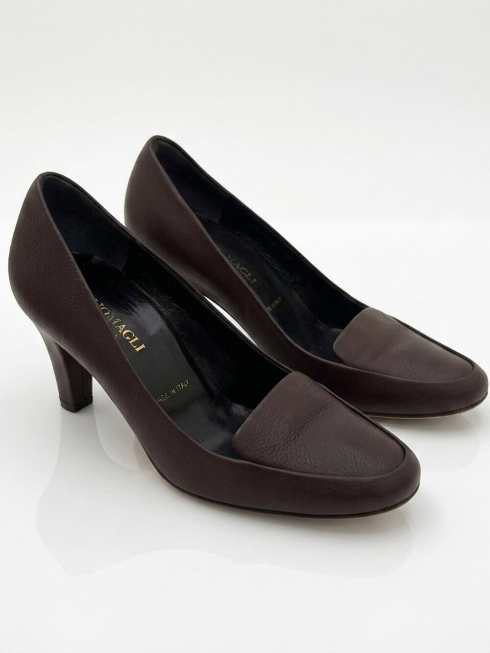 BRUNO MAGLI Leather Heels Shoes Brown 37 / 6.5 US